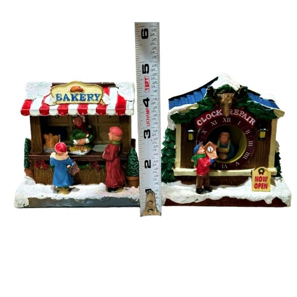 Clock Repair and Bakery Christmas Village Moments in Time 4" LED Lights *WORKS - Picture 9 of 13